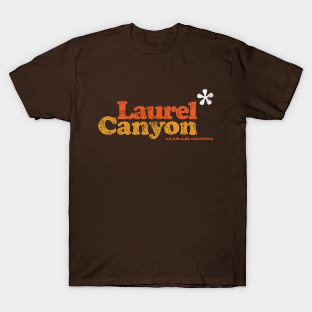 Laurel Canyon Jasmine Flower 1970's - washed out, rubbed and rolled colour print T-Shirt by retropetrol